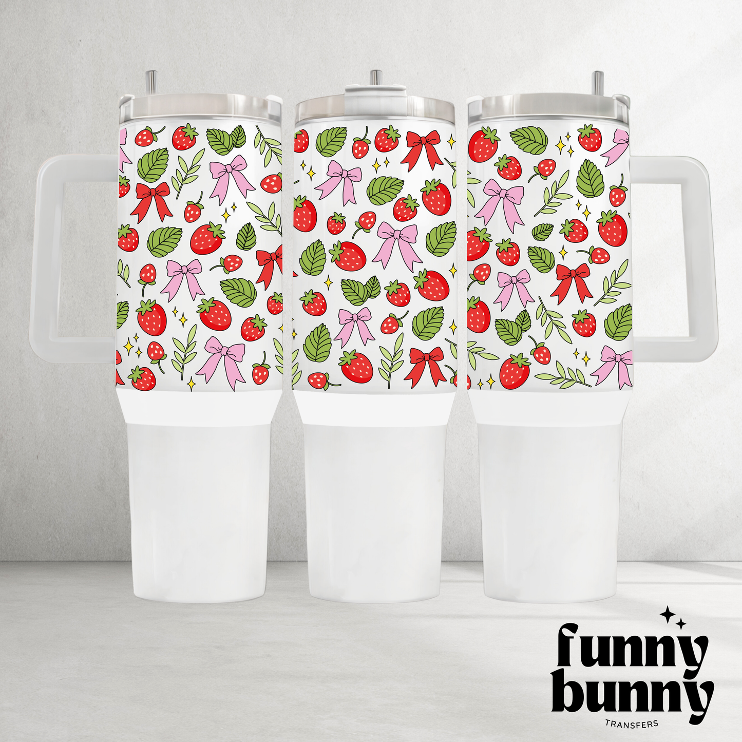Strawberries And Bows - 40oz UVDTF Tumbler Wrap