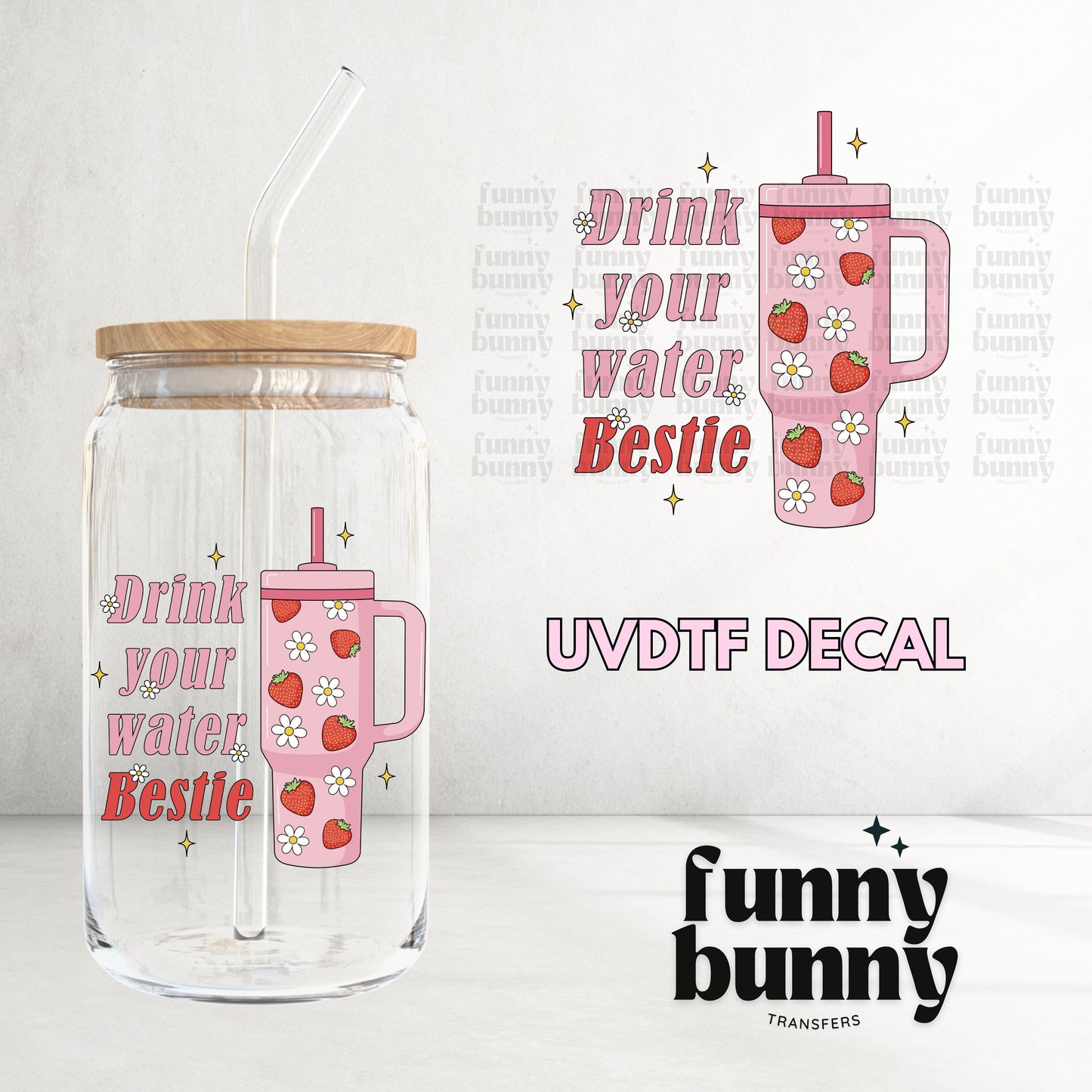 Strawberry Bestie - UVDTF Decal
