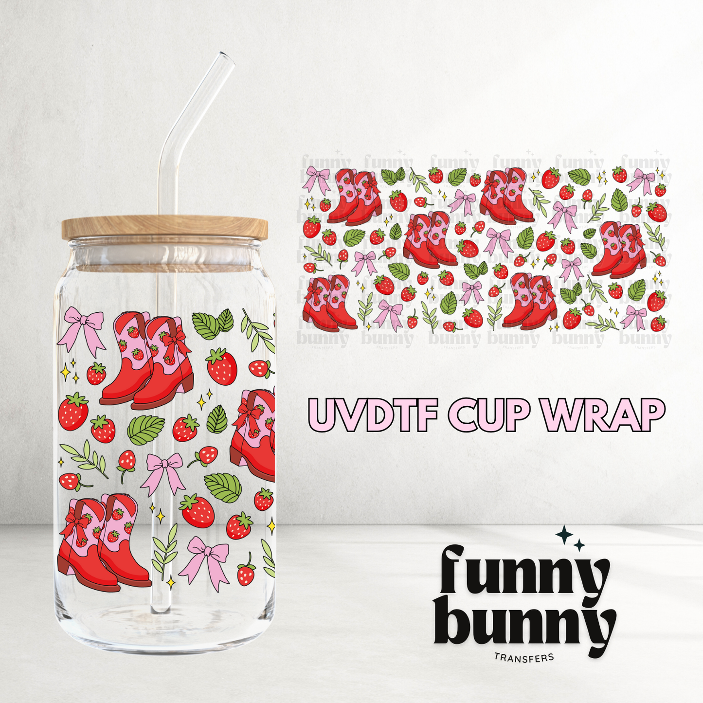 Strawberry Boots - 16oz UVDTF Cup Wrap