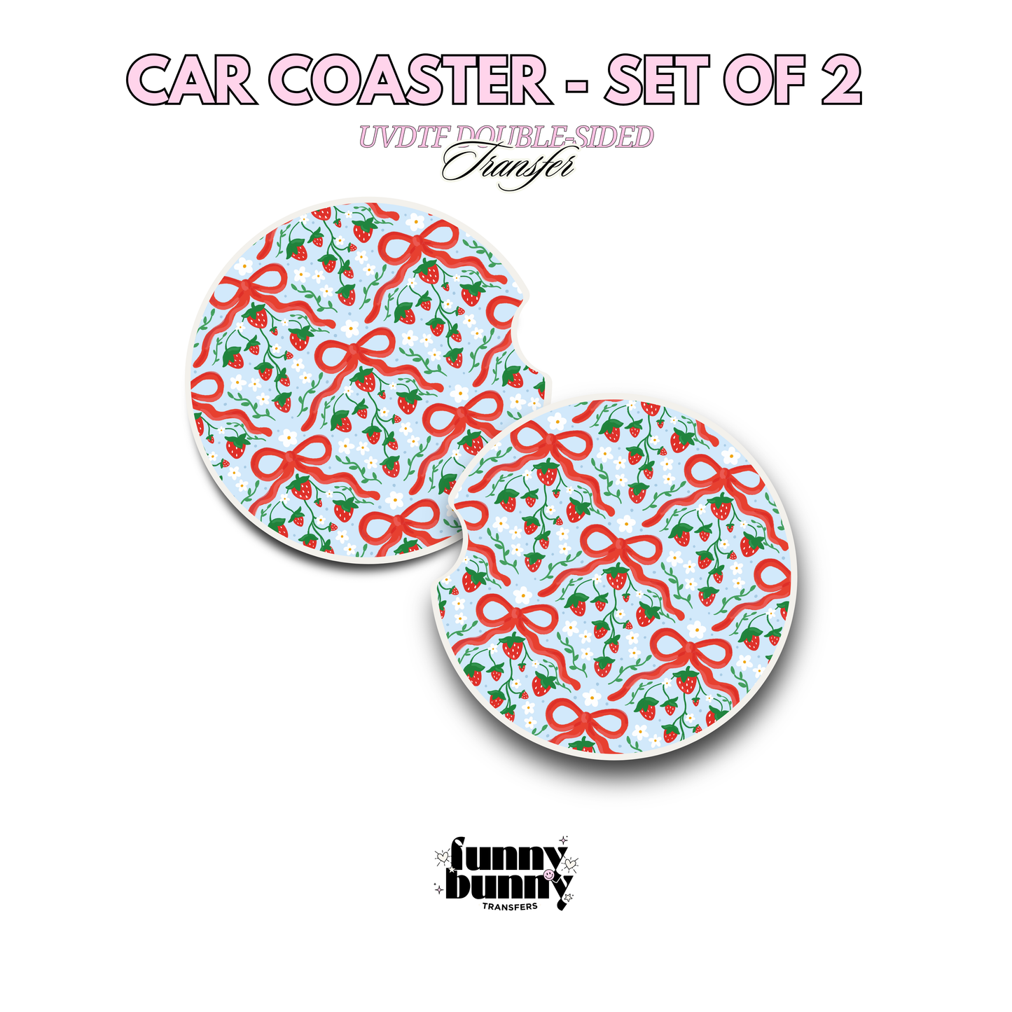 Strawberry Bows - UVDTF Coaster