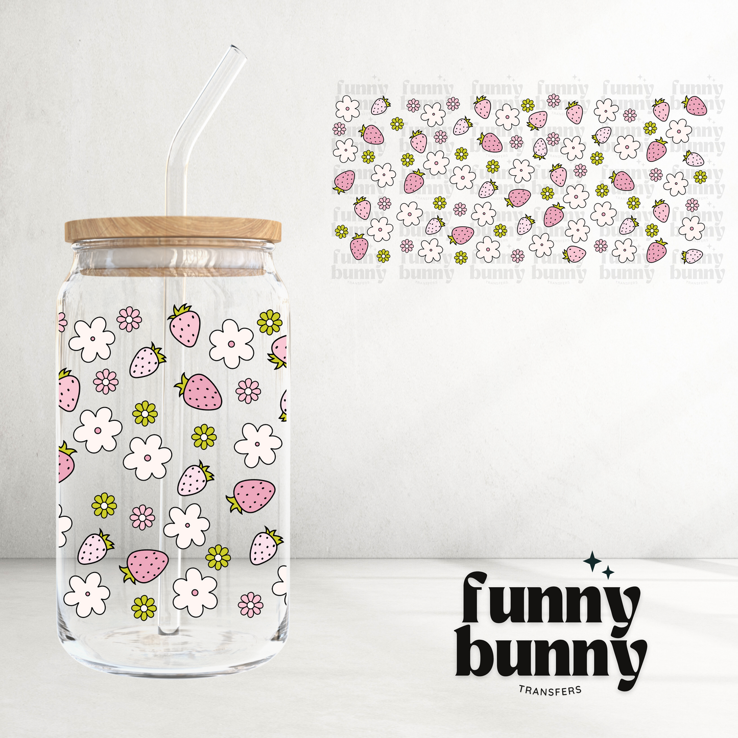 Strawberry Picnic - 16oz UVDTF Cup Wrap