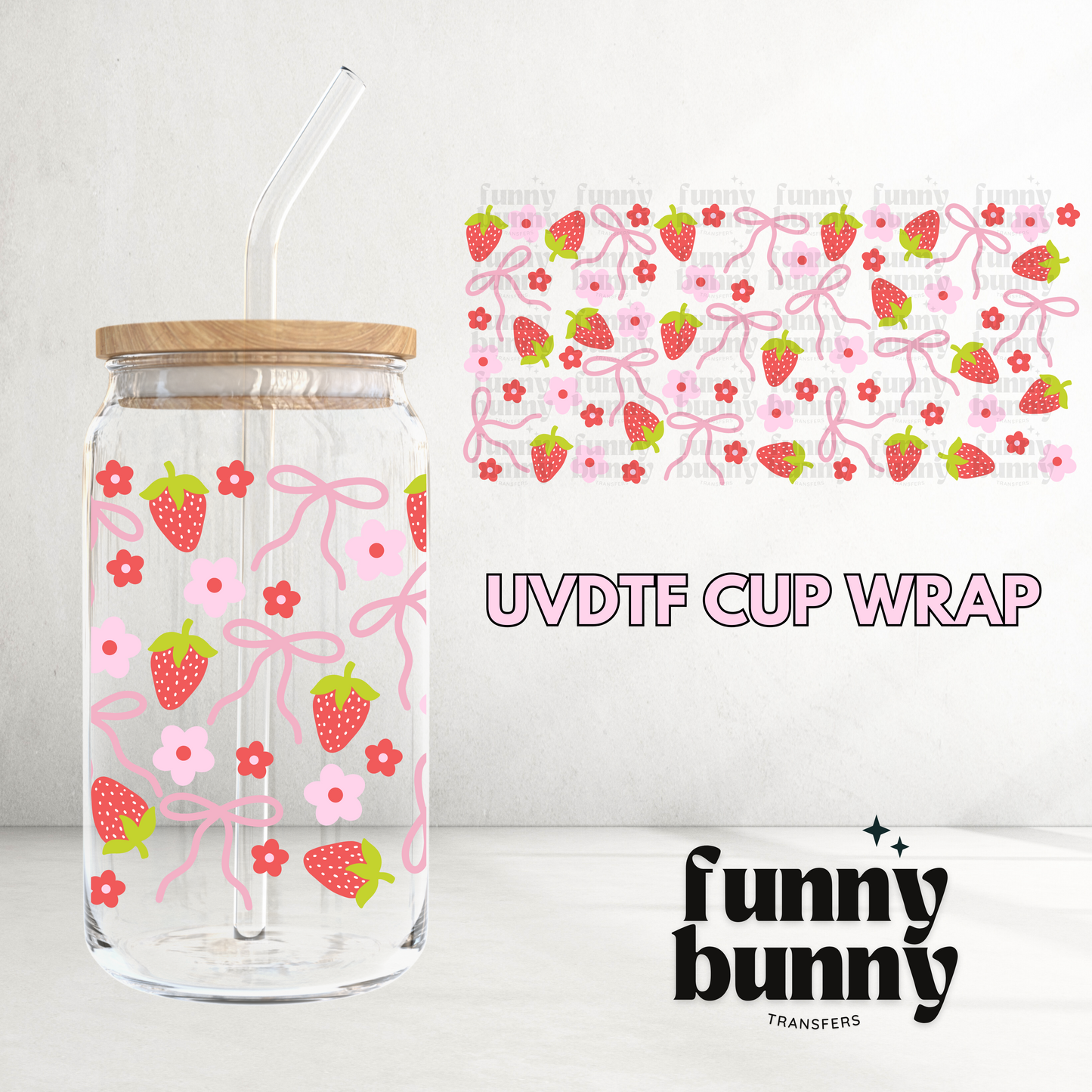Strawberry Summer - 16oz UVDTF Cup Wrap