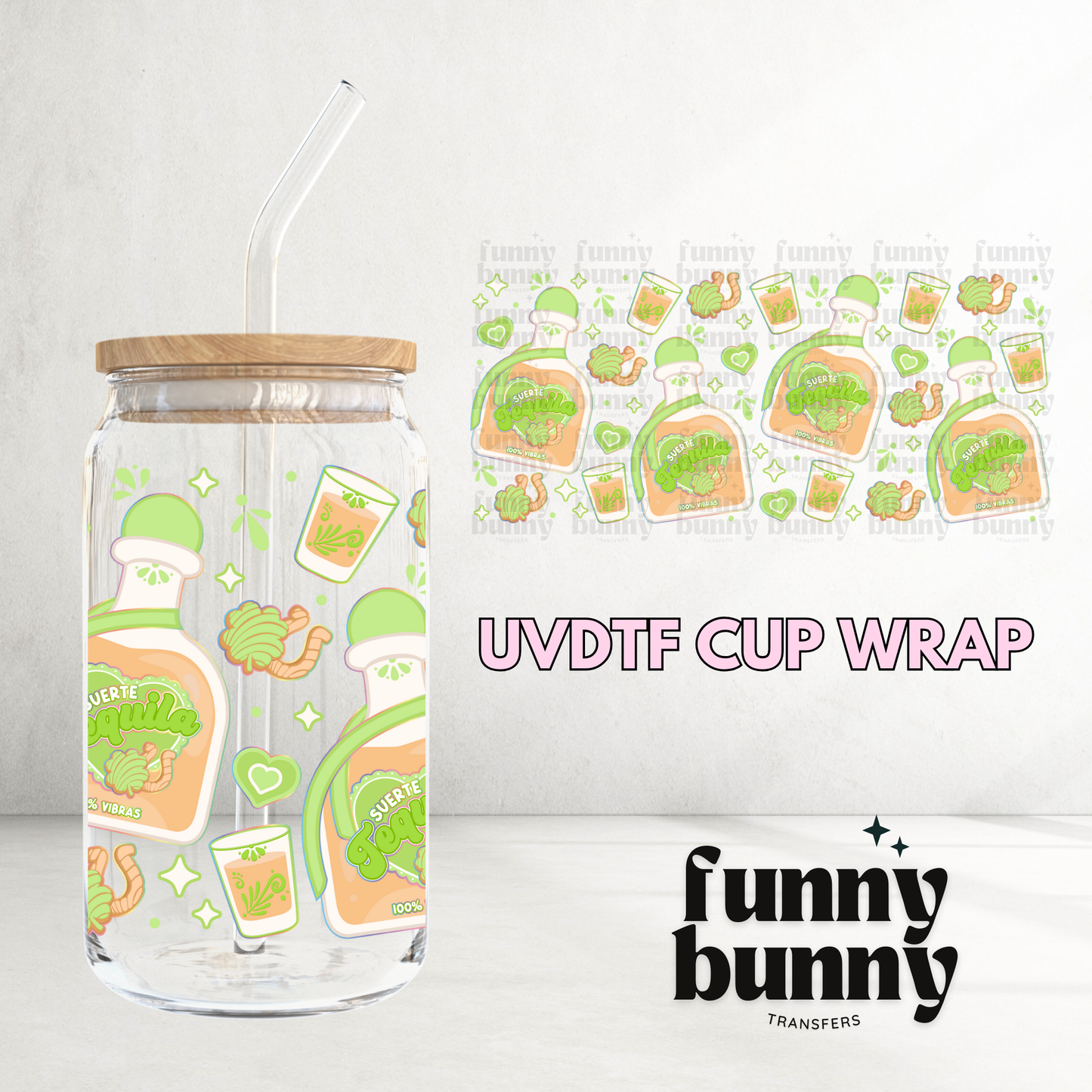 Suerte Tequila - 16oz UVDTF Cup Wrap