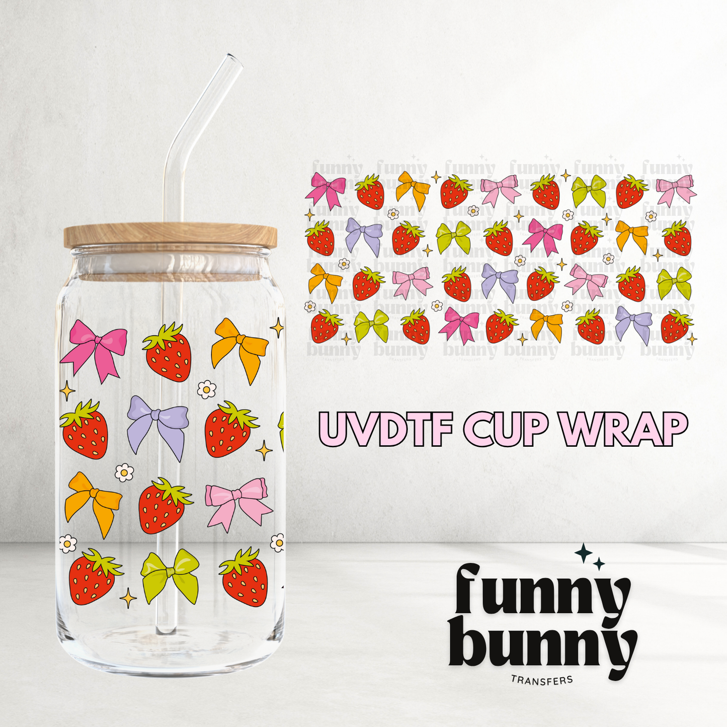 Summer Bows & Berries 2.0 - 16oz UVDTF Cup Wrap