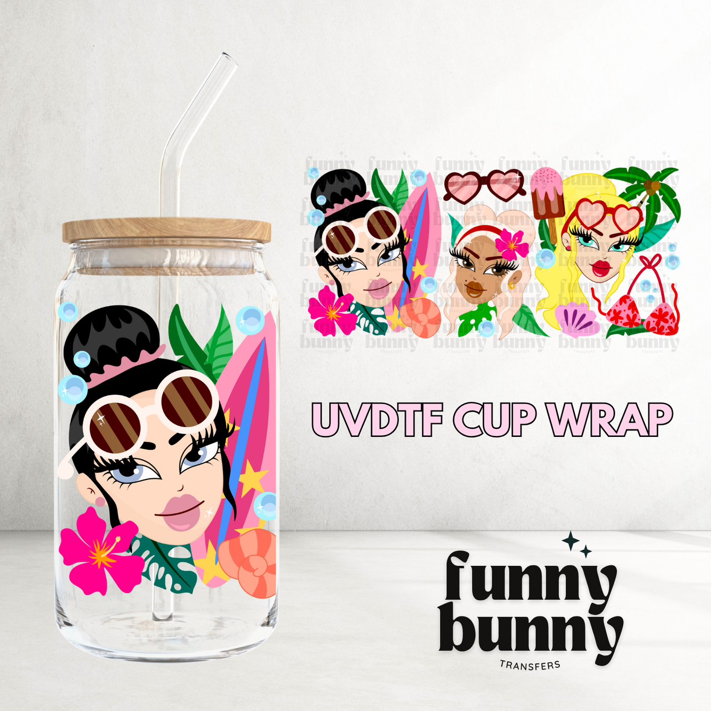 Summer Dollz - 16oz UVDTF Cup Wrap