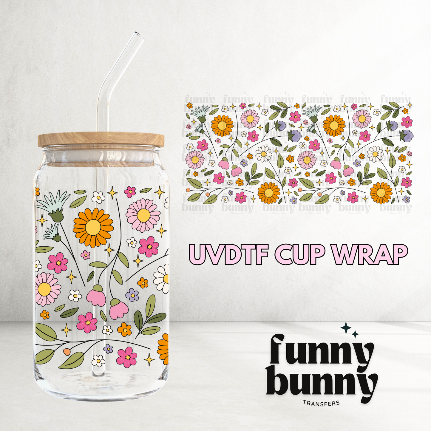 Summer Flower Field Cuties 2.0 - 16oz UVDTF Cup Wrap