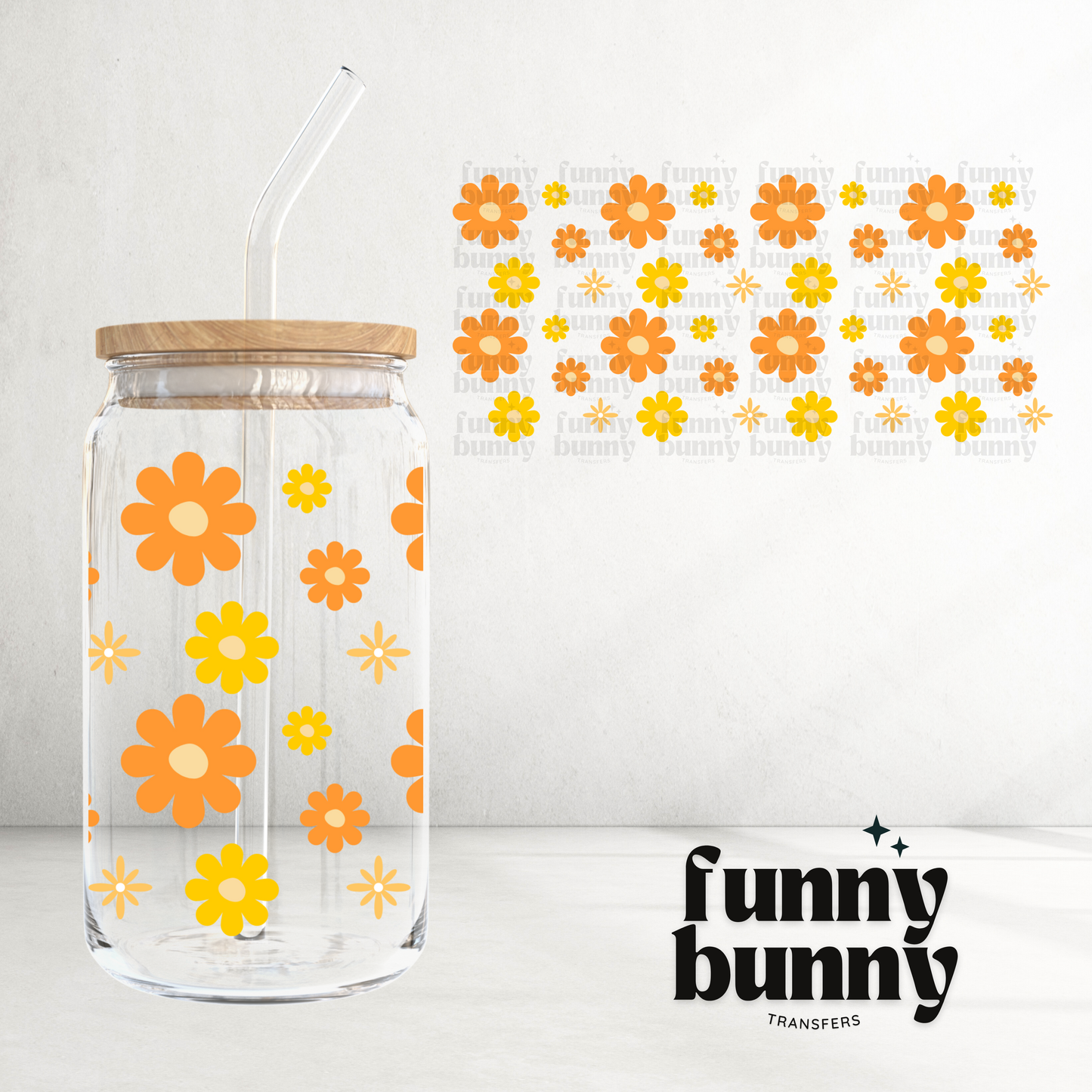 Sunset Daisies - 16oz UVDTF Cup Wrap