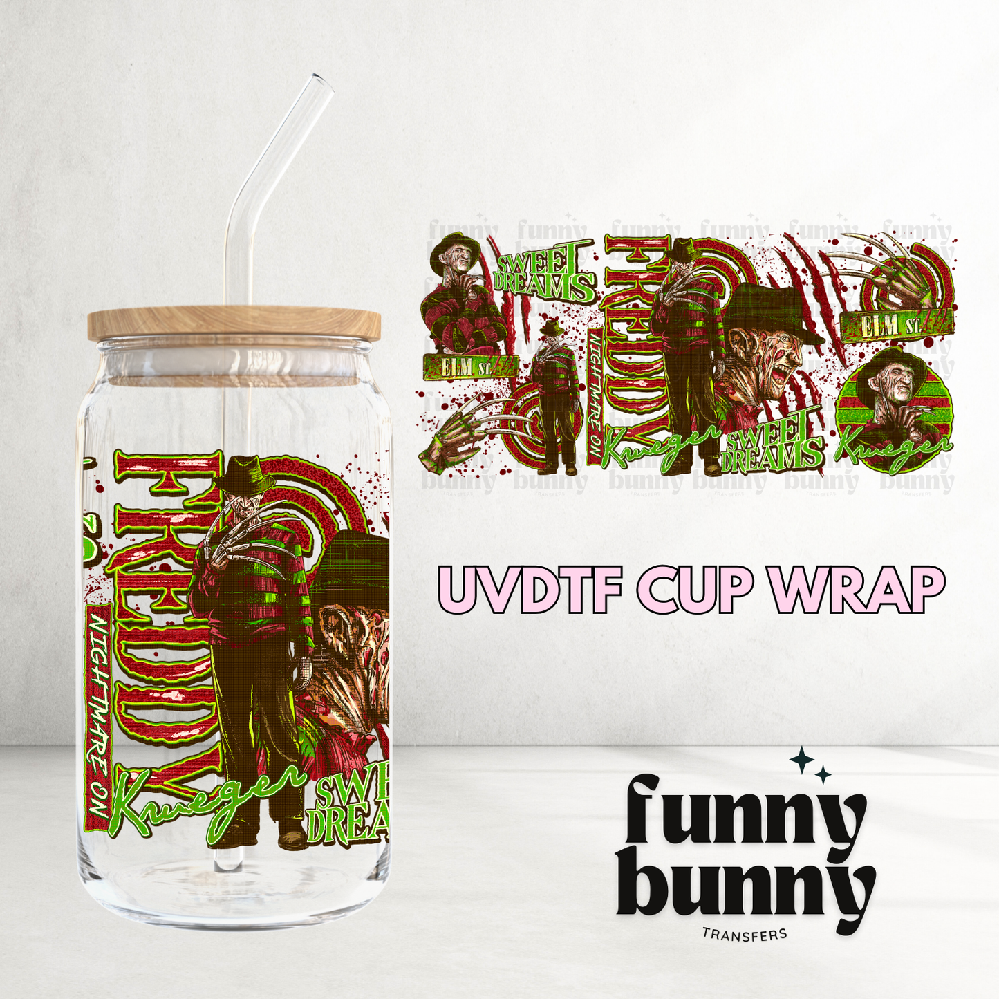 Sweet Dreams Freddy - 16oz UVDTF Cup Wrap