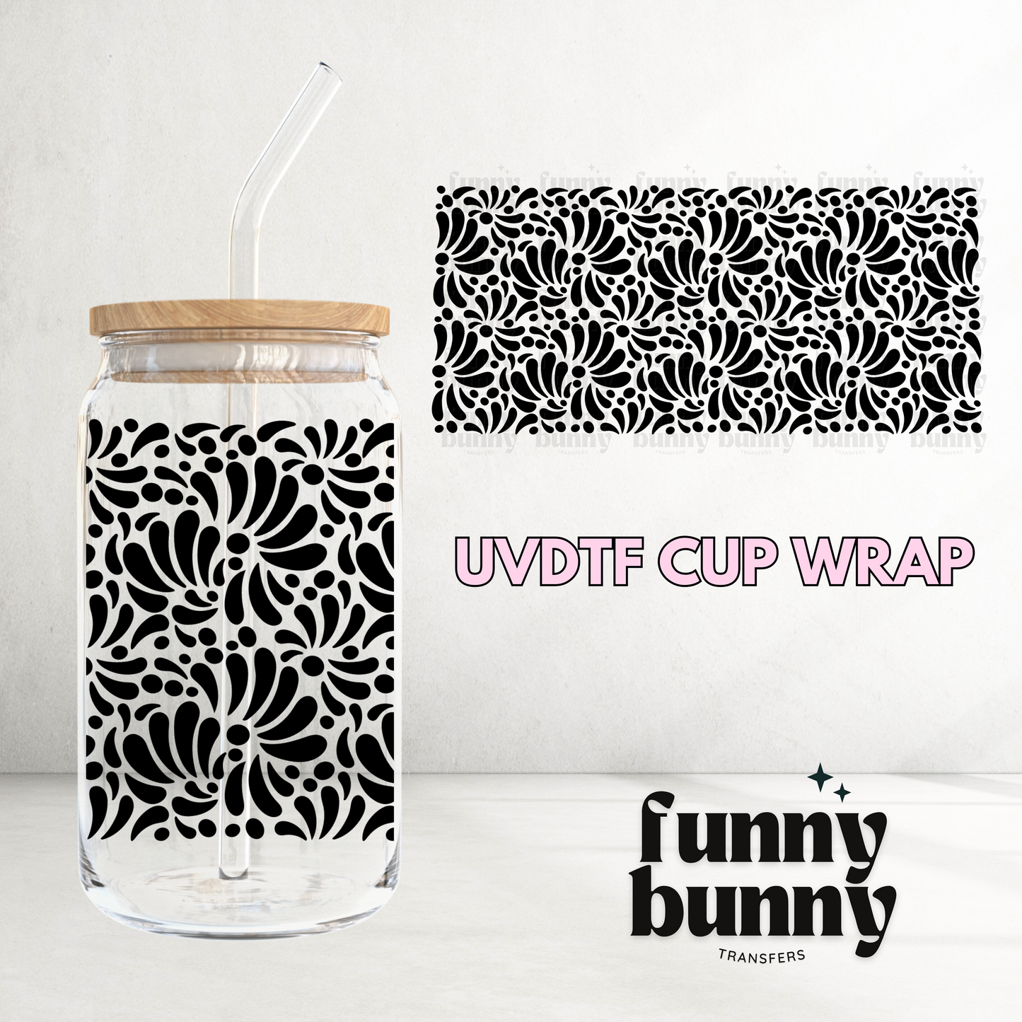 Talavera Black - 16oz UVDTF Cup Wrap