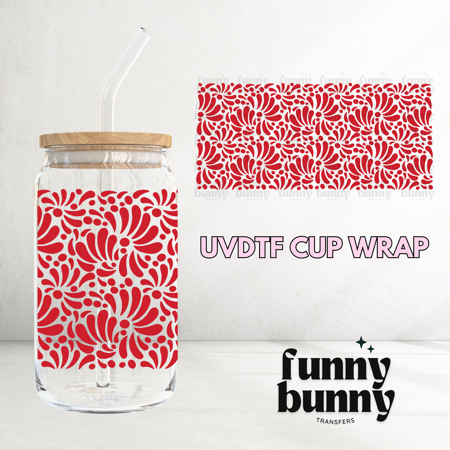 Talavera Cherry Red - 16oz UVDTF Cup Wrap