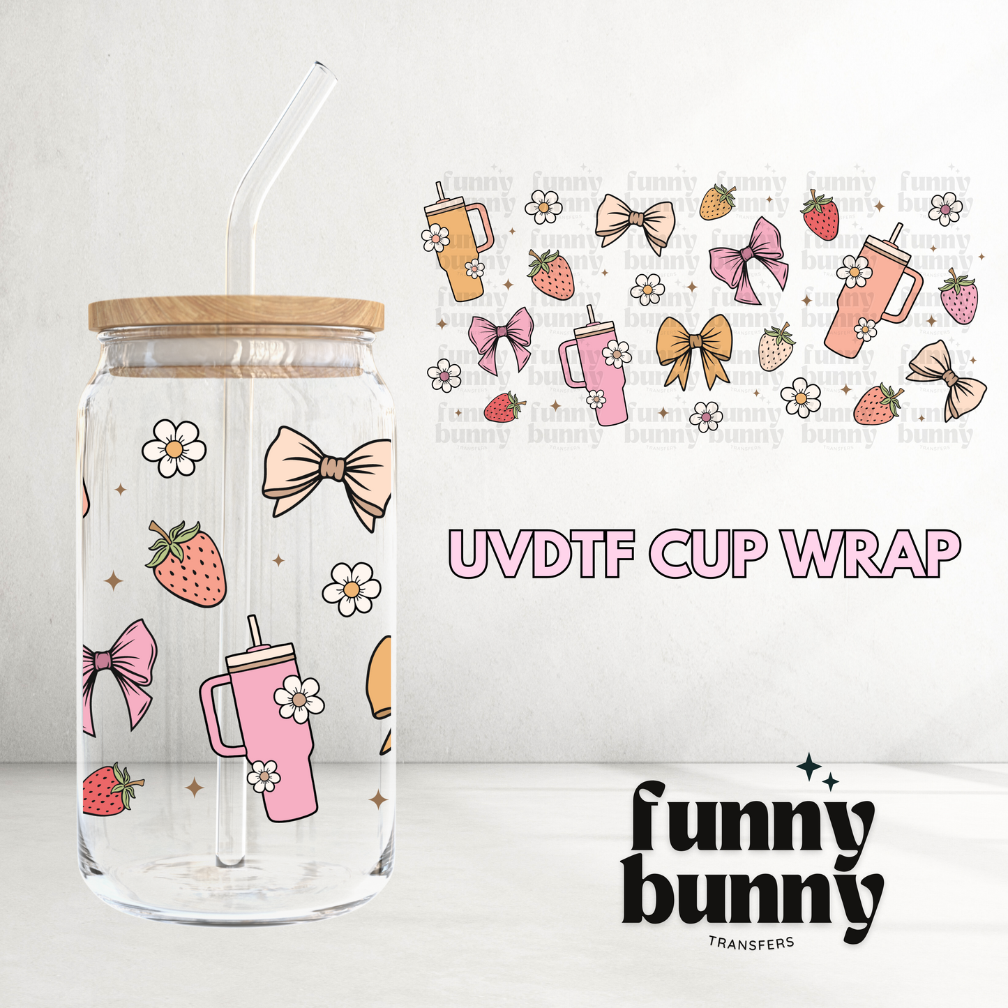 Tumbler Girly Summer - 16oz UVDTF Cup Wrap