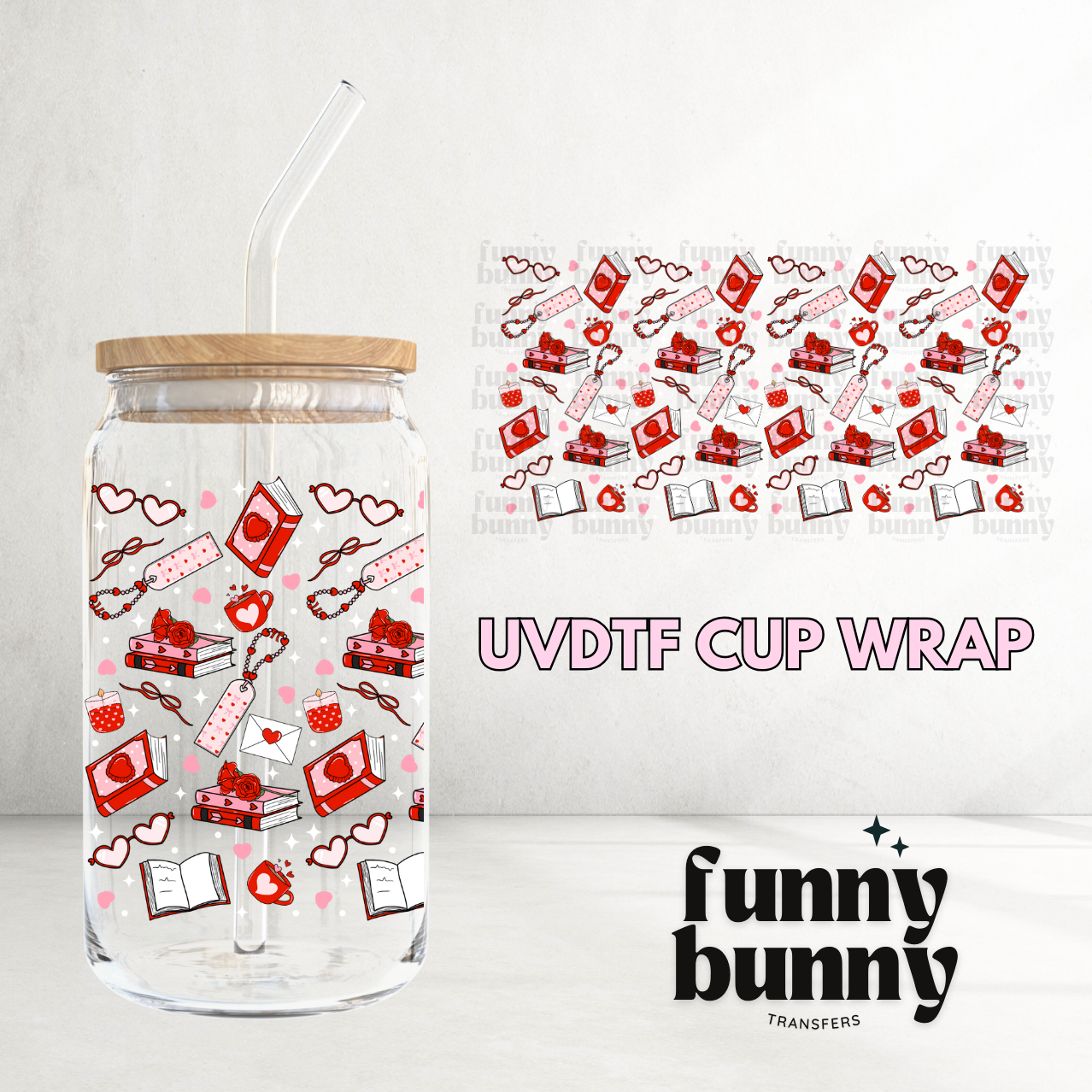 Vday Bookish Essentials - 16oz UVDTF Cup Wrap