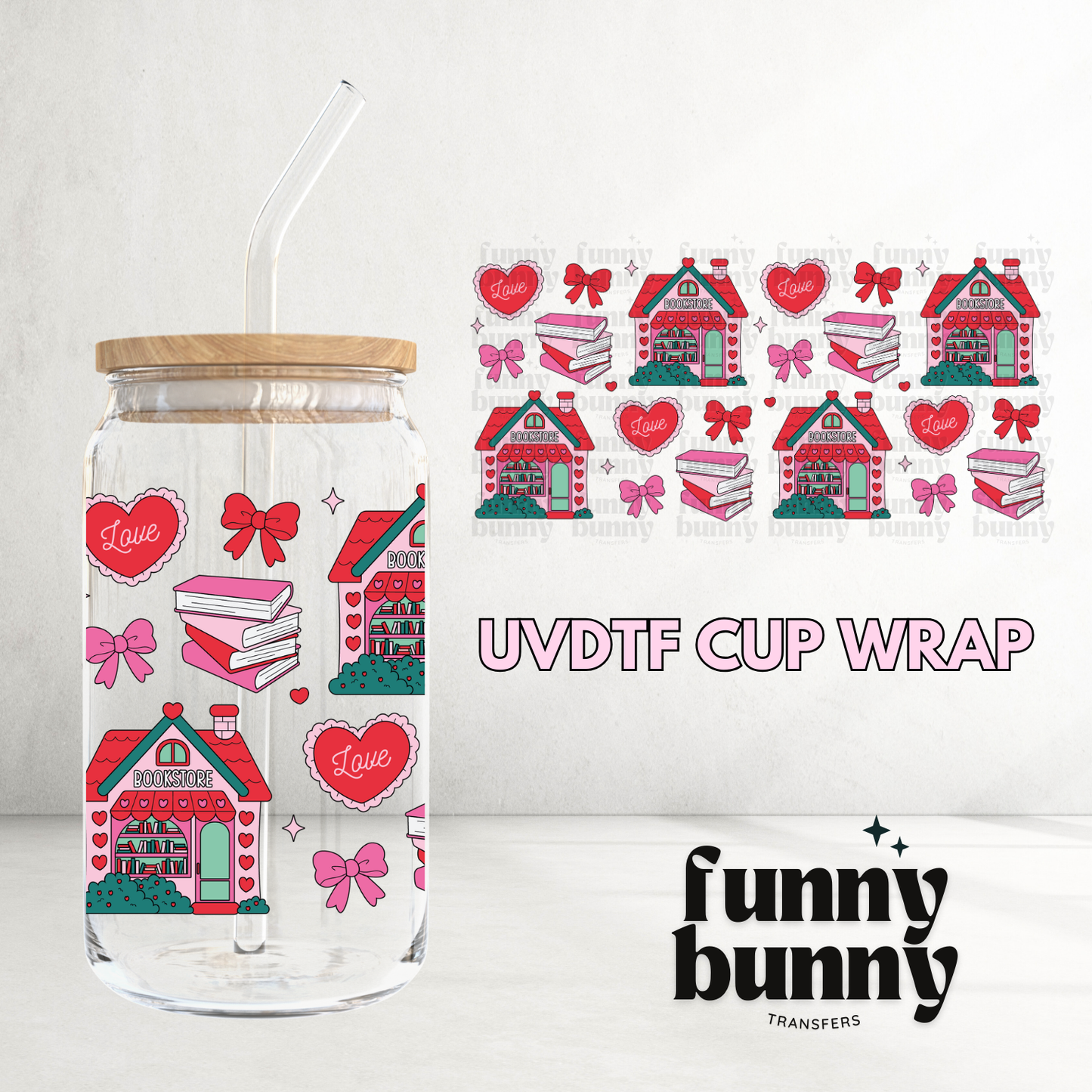Vday Bookstore - 16oz UVDTF Cup Wrap