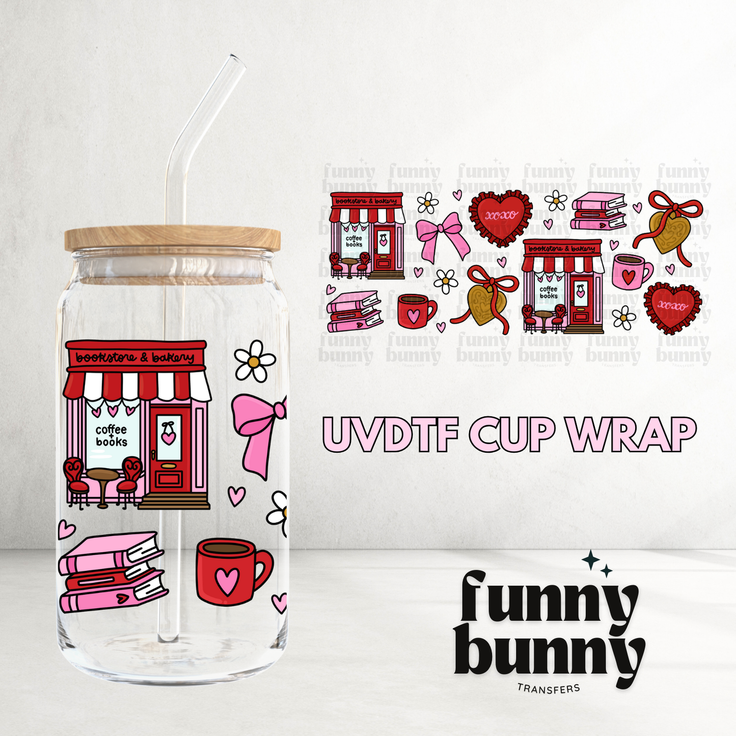 Vday Bookstore Bakery - 16oz UVDTF Cup Wrap