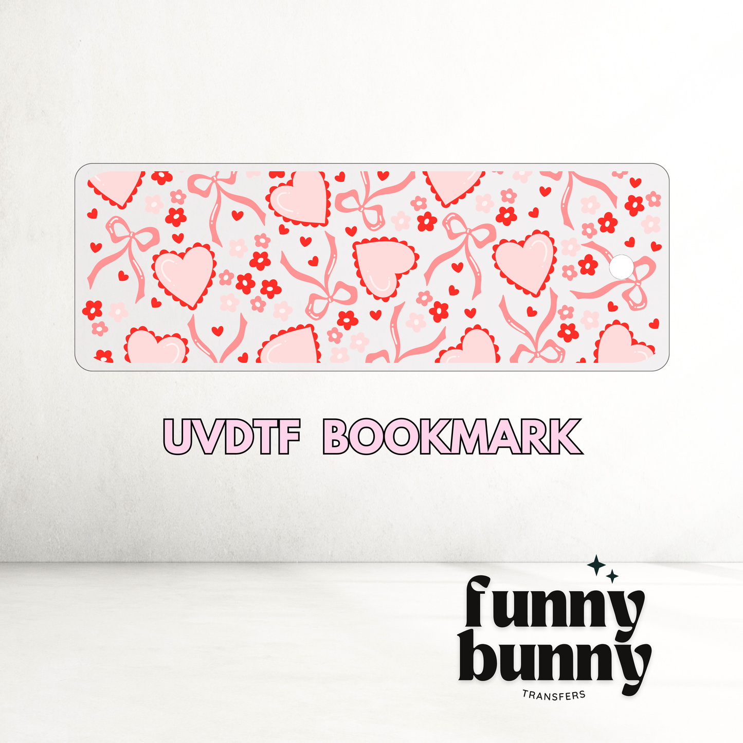 Vday Girly Hearts & Bows - UVDTF Bookmark Decal