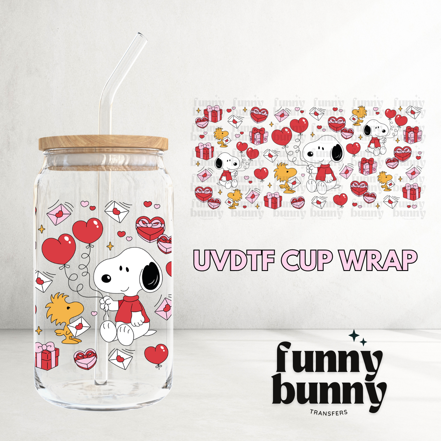 Vday Snooopy - 16oz UVDTF Cup Wrap