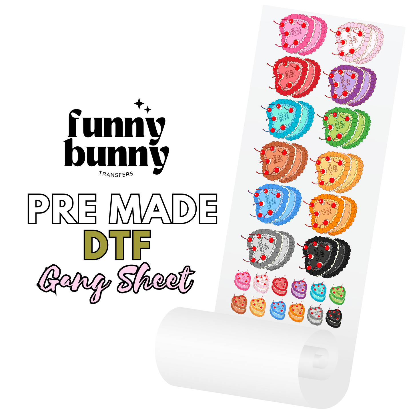 Vintage Zodiac Cakes DTF Gang Sheet