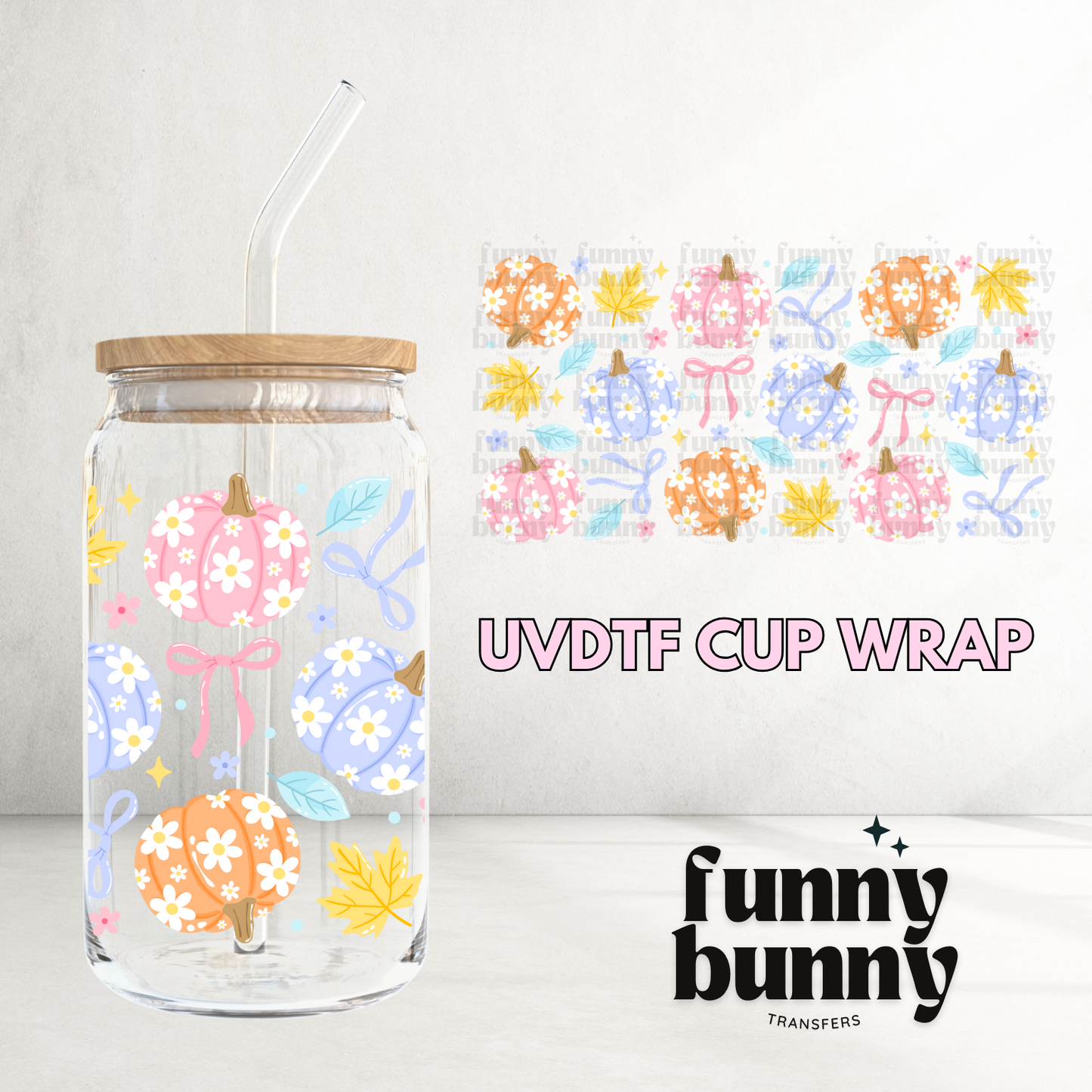 Whimsical Fall Pumpkin - 16oz UVDTF Cup Wrap