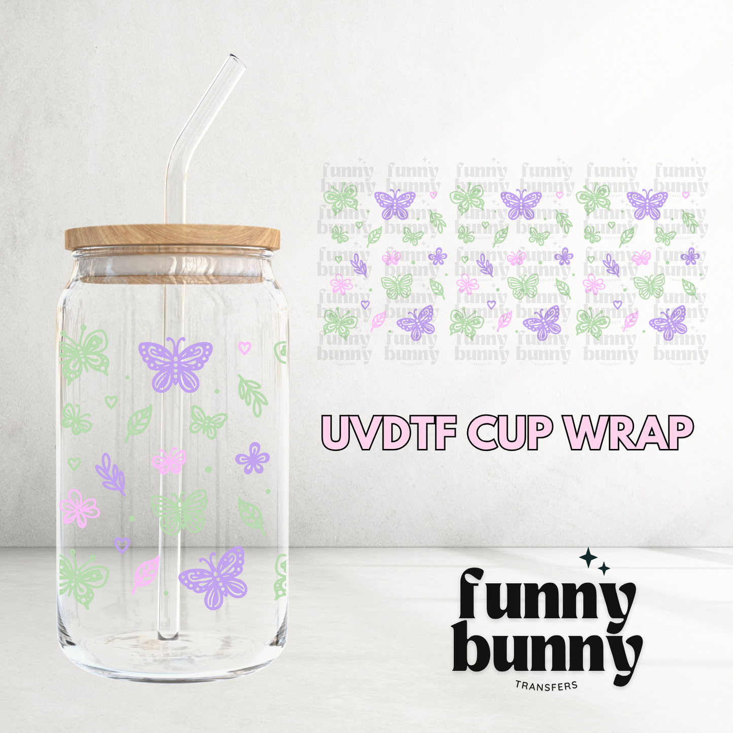 Whimsy Butterflies - 16oz UVDTF Cup Wrap