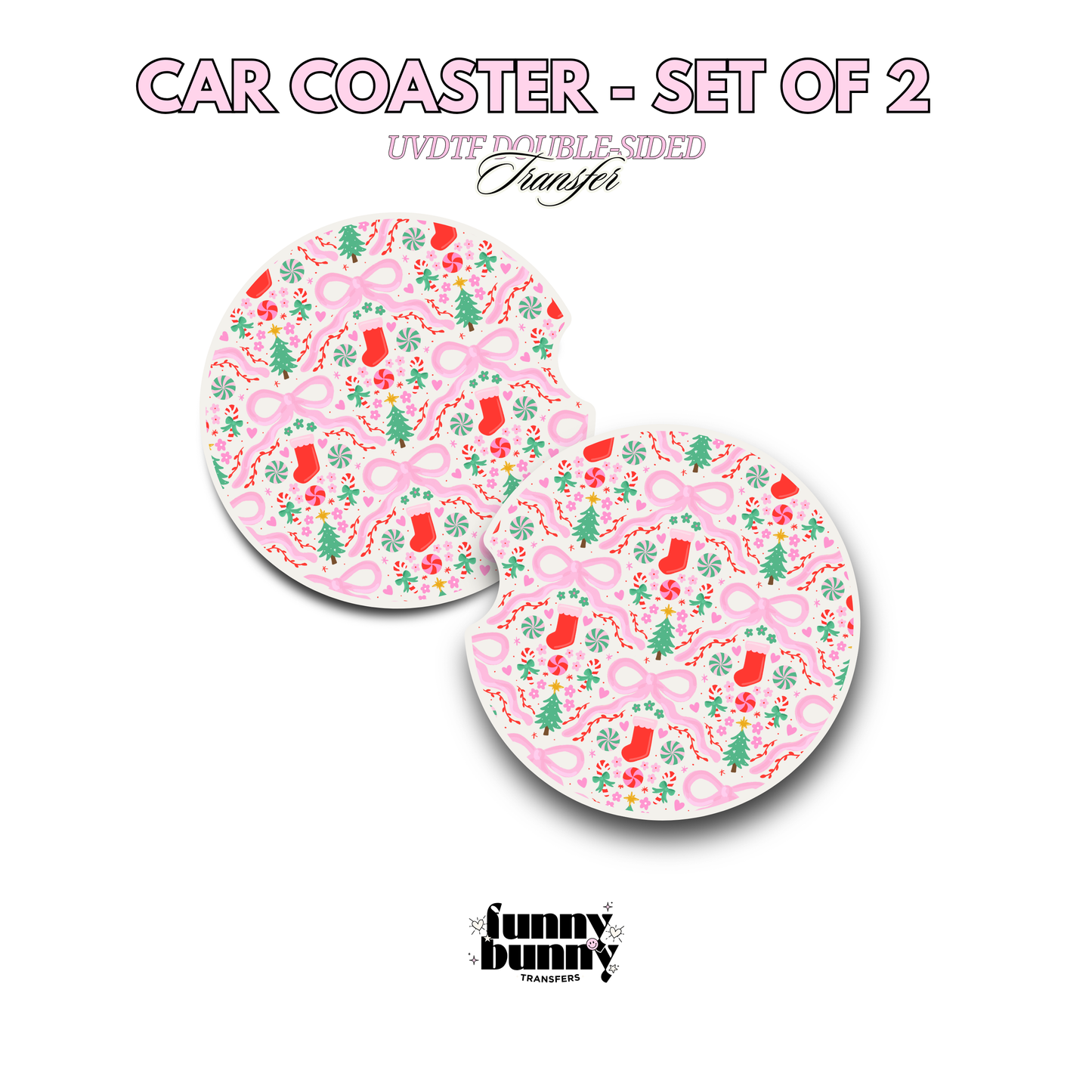 Xmas Flower Bows - UVDTF Coaster