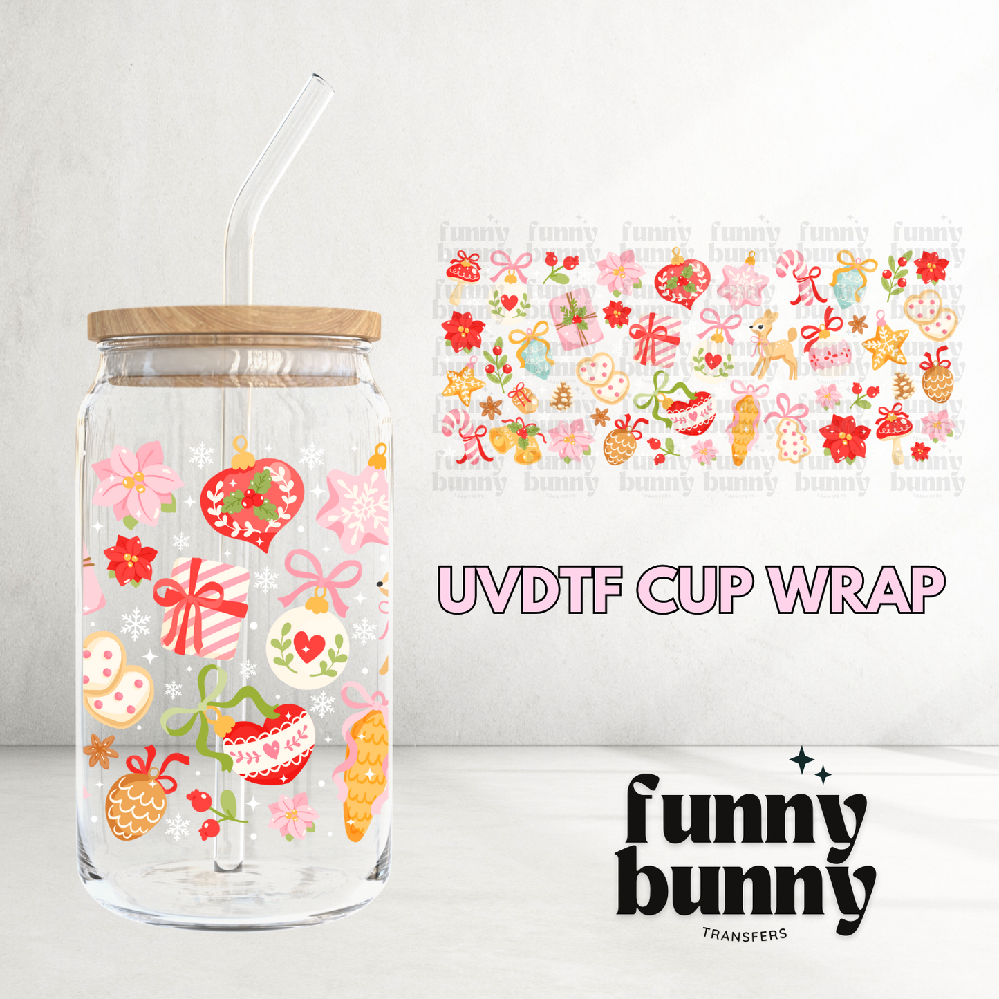 Xmas Ornaments II - 16oz UVDTF Cup Wrap