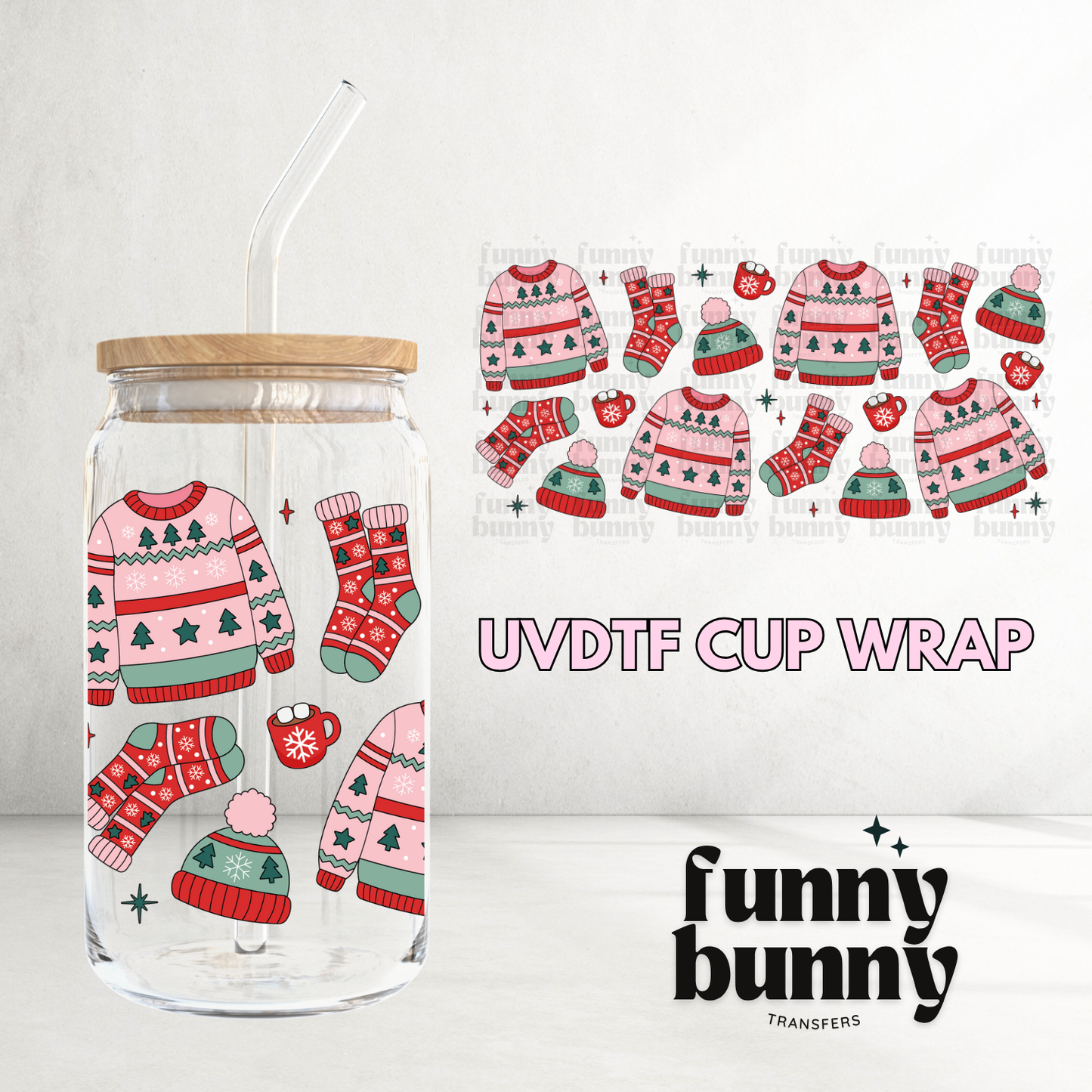 Xmas Sweater - 16oz UVDTF Cup Wrap