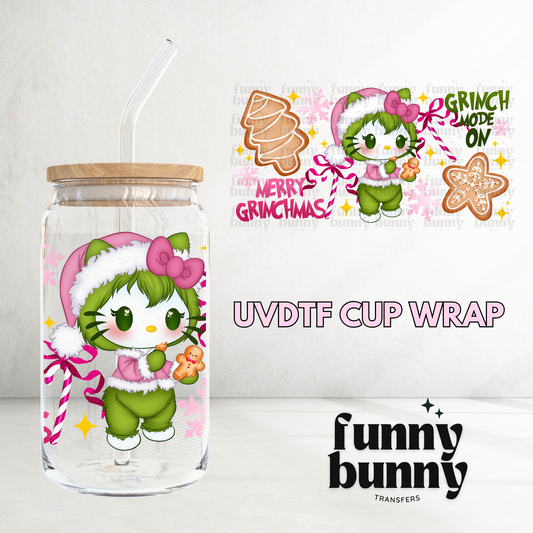 Pink Baby Kitty Grnch - 16oz UVDTF Cup Wrap