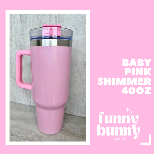40oz Baby Pink Shimmer Tumbler Metal