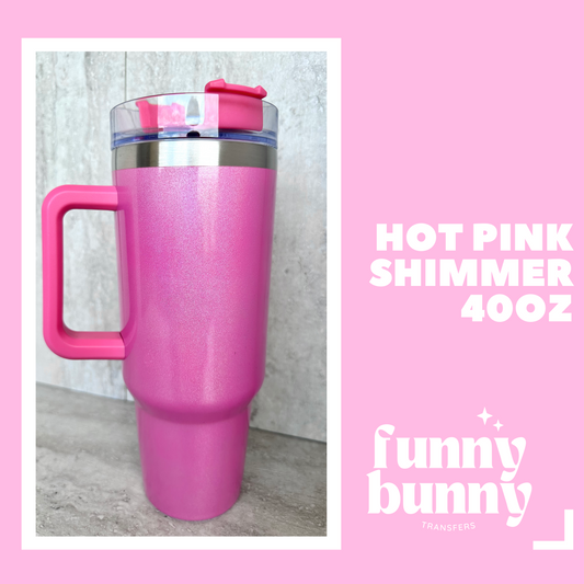 40oz Hot Pink Shimmer Tumbler Metal