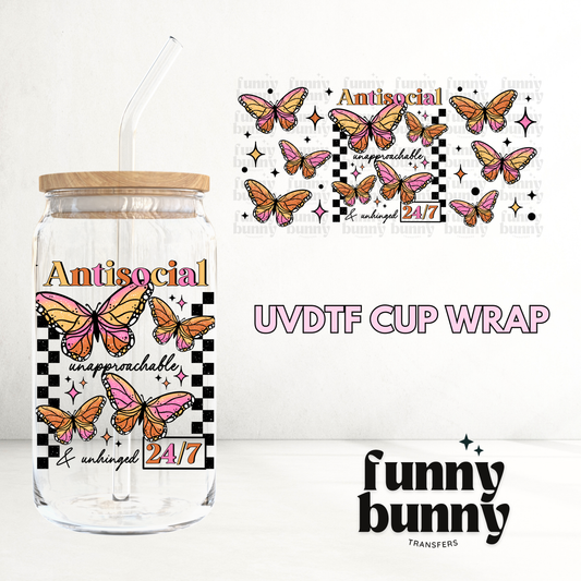 Antisocial & Unapproachable - 16oz UVDTF Cup Wrap