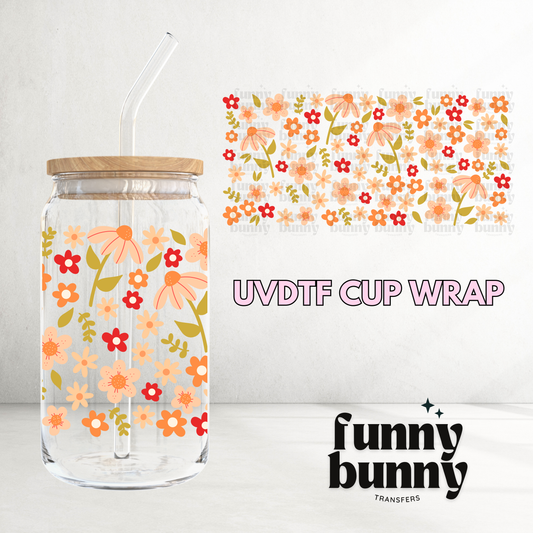Autumn Flowers - 16oz UVDTF Cup Wrap