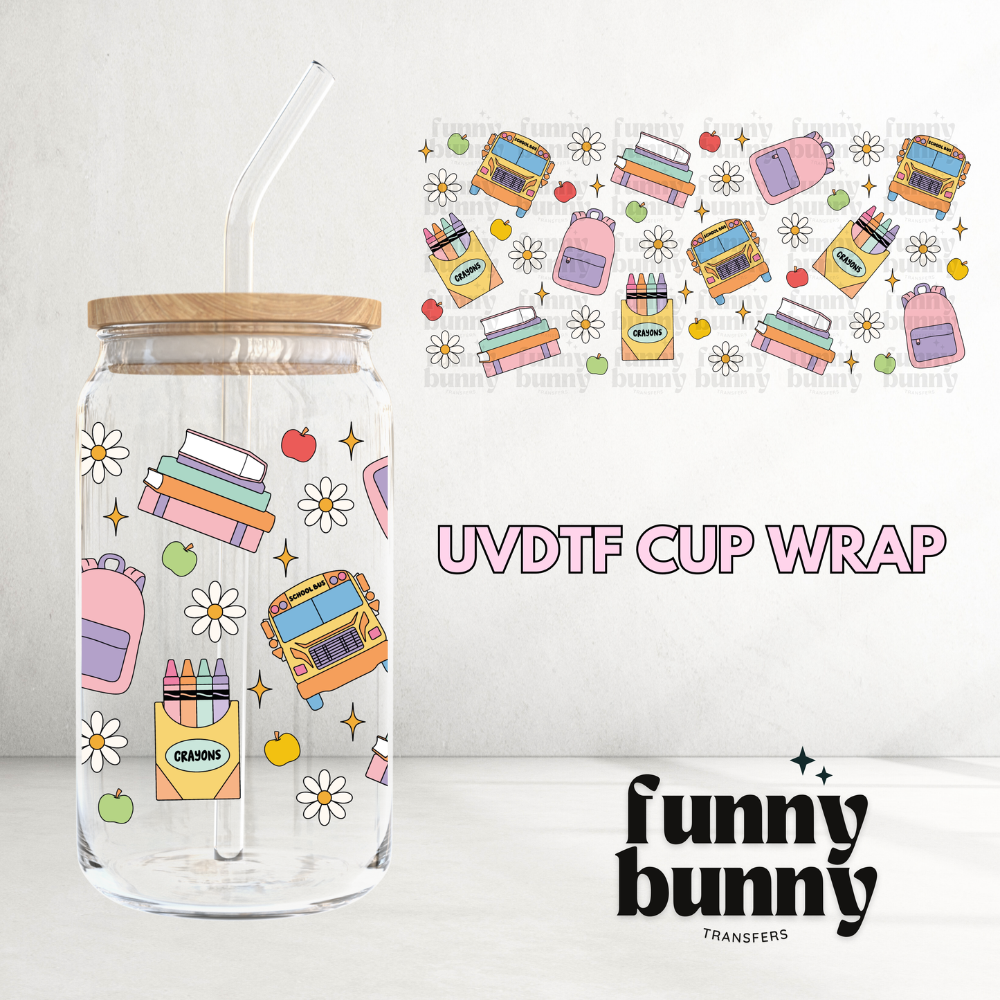 Back To School - 16oz UVDTF Cup Wrap