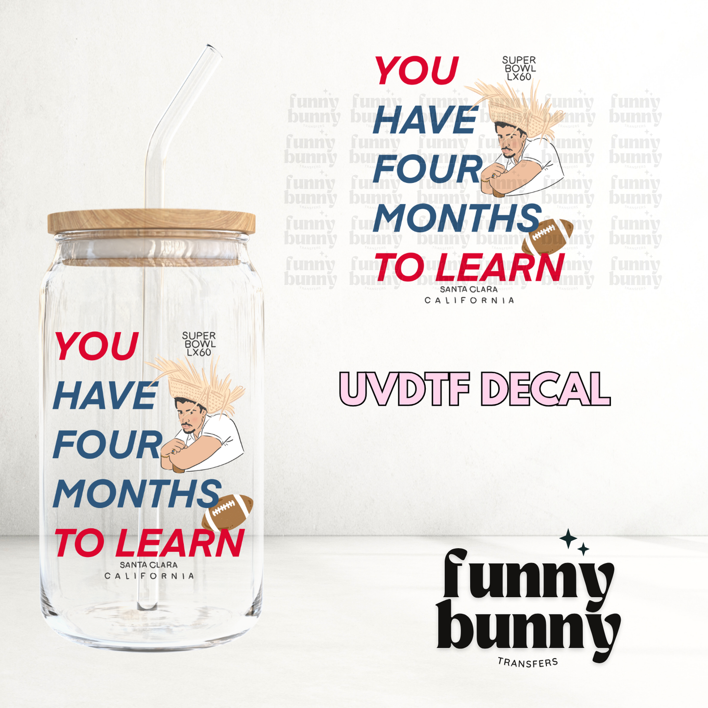 Bad Bunny Super Bowl LX60 - UVDTF Decal