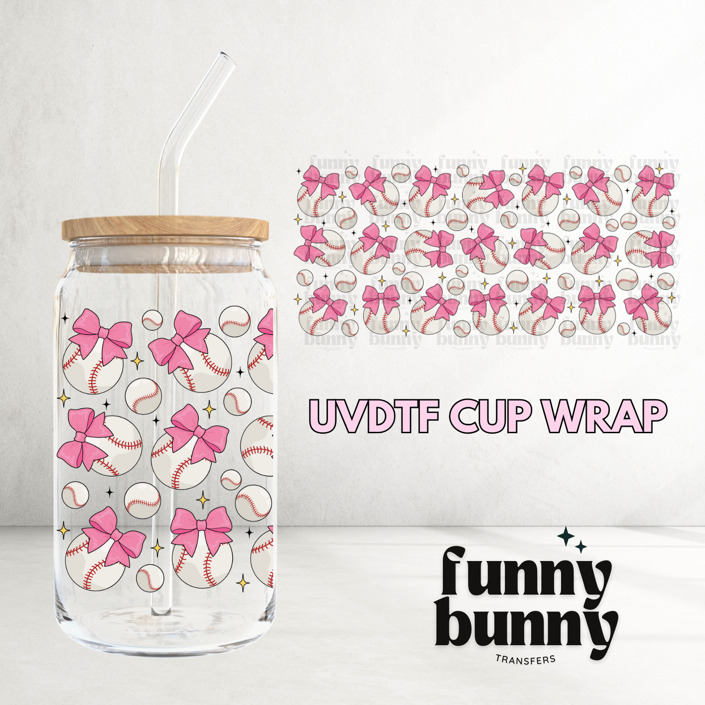 Baseball Girly Girl - 16oz UVDTF Cup Wrap