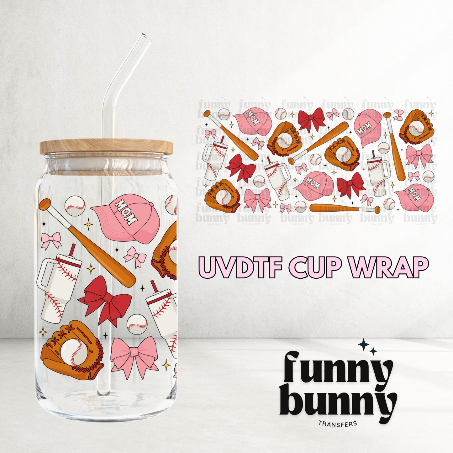 Baseball Girly Mom - 16oz UVDTF Cup Wrap