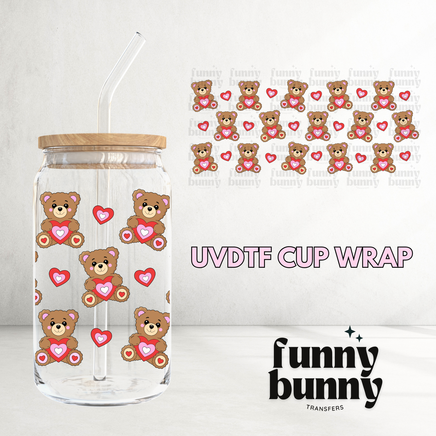 Bears & Hearts - 16oz UVDTF Cup Wrap