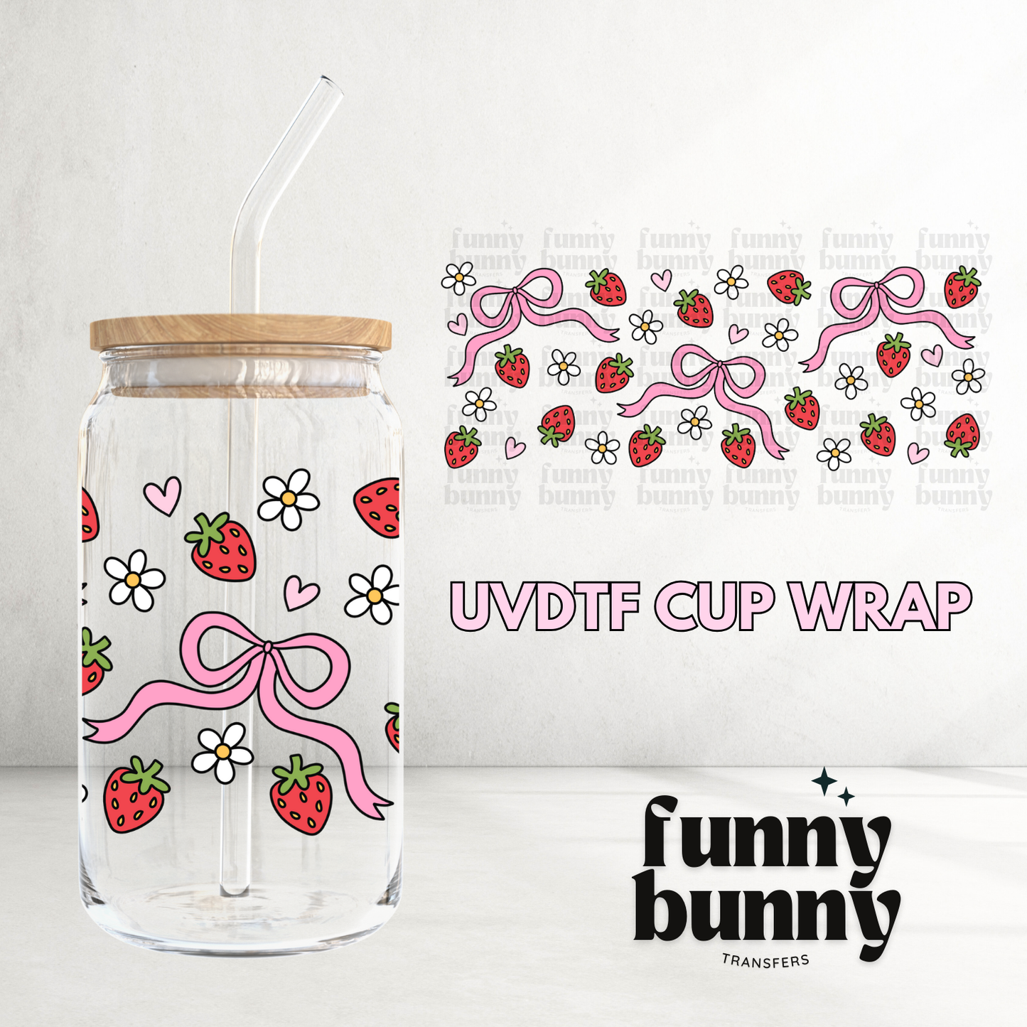 Berries & Pink Bows - 16oz UVDTF Cup Wrap