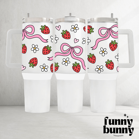 Berries & Pink Bows - 40oz UVDTF Tumbler Wrap