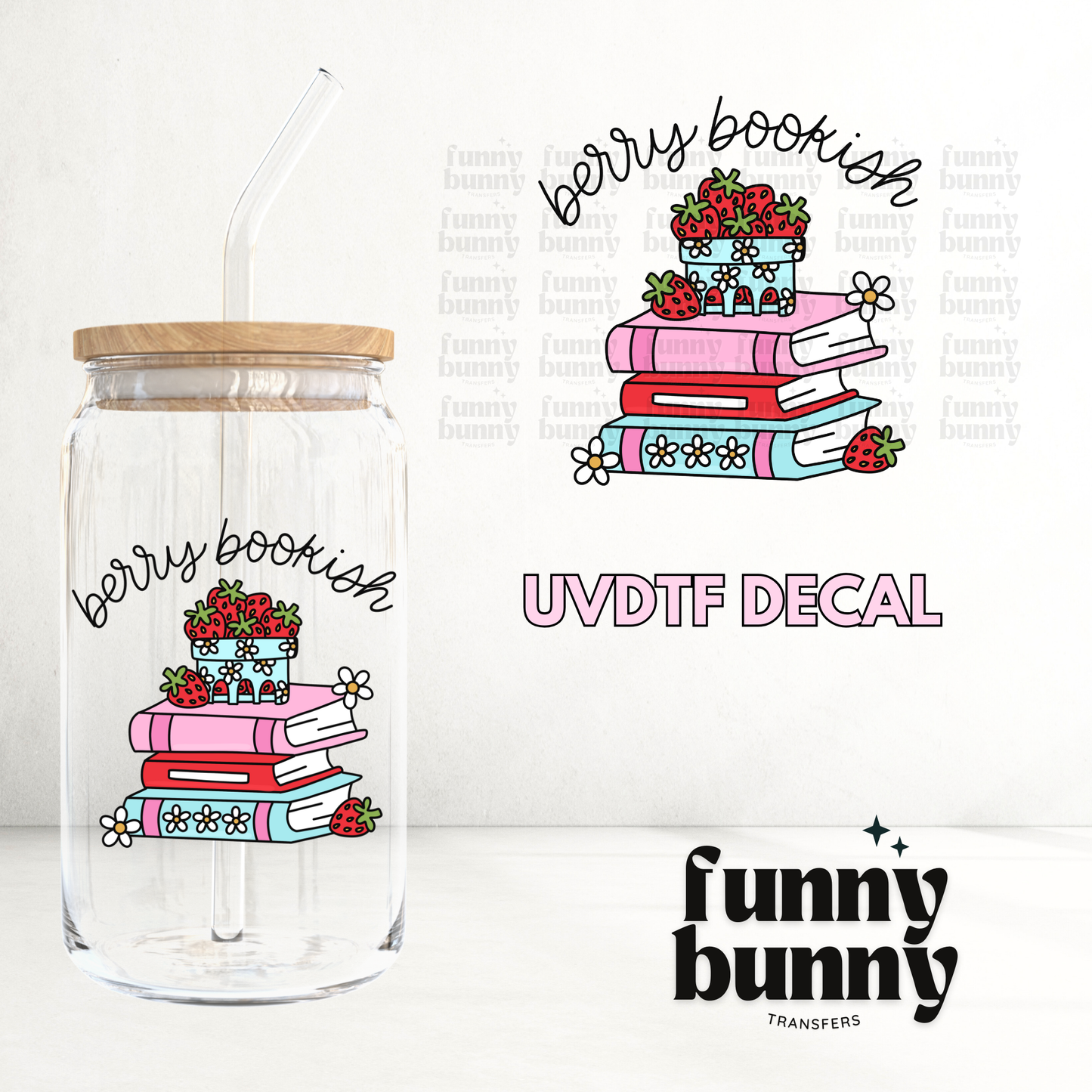 Berry Bookish -  UVDTF Decal