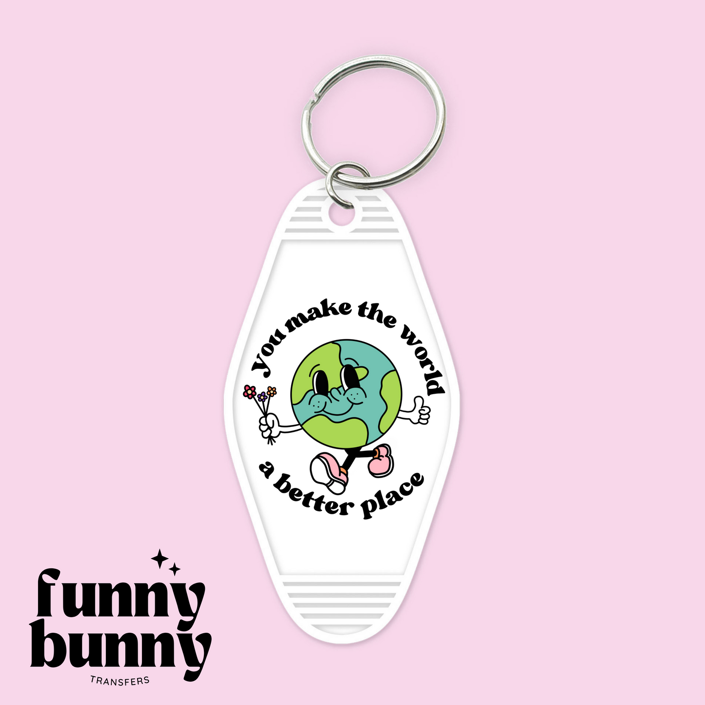 Better Place Earth Smiley - Motel Keychain