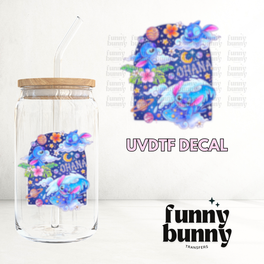 Blue Alien Ohana Cutie - UVDTF Decal