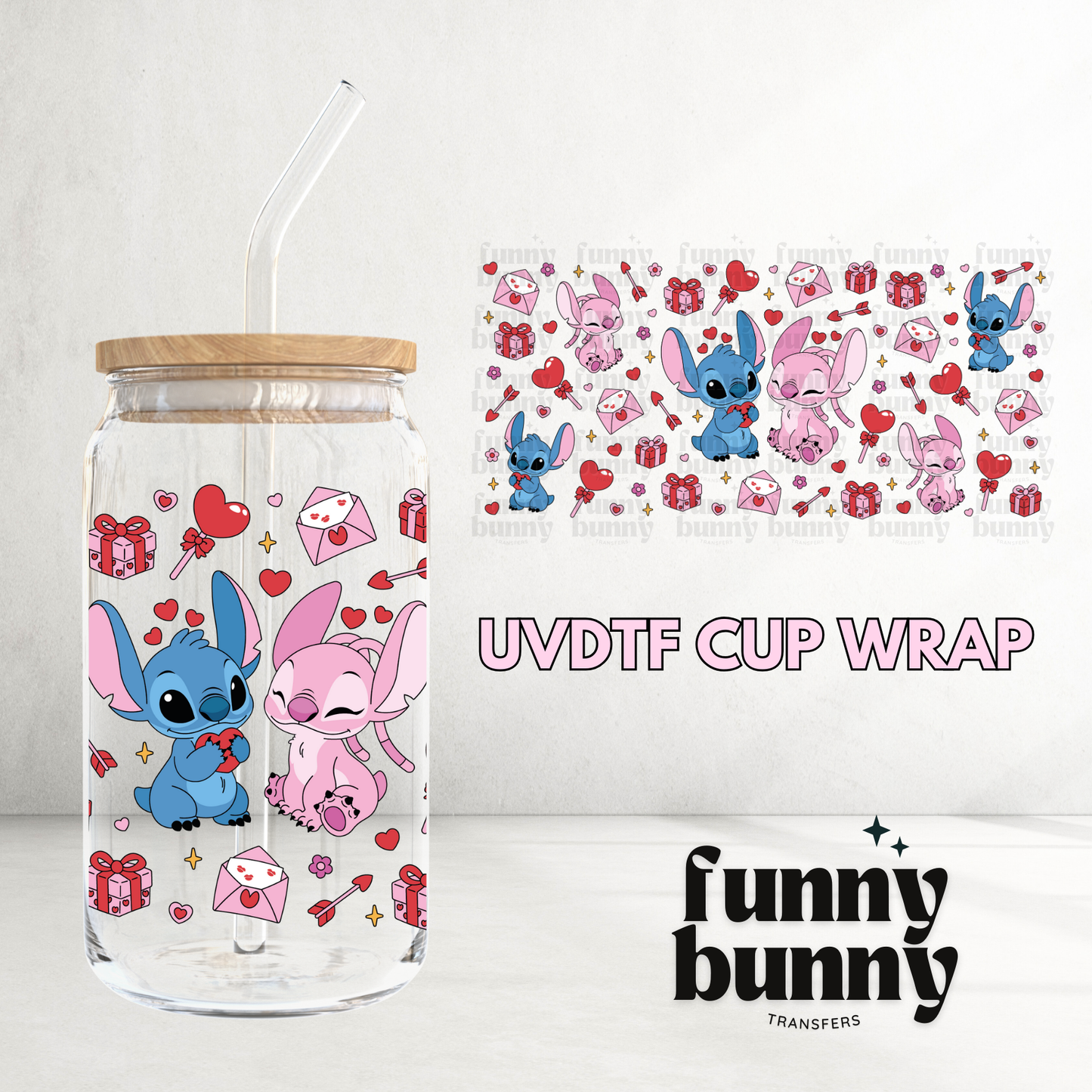 Blue Alien Vday  - 16oz UVDTF Cup Wrap