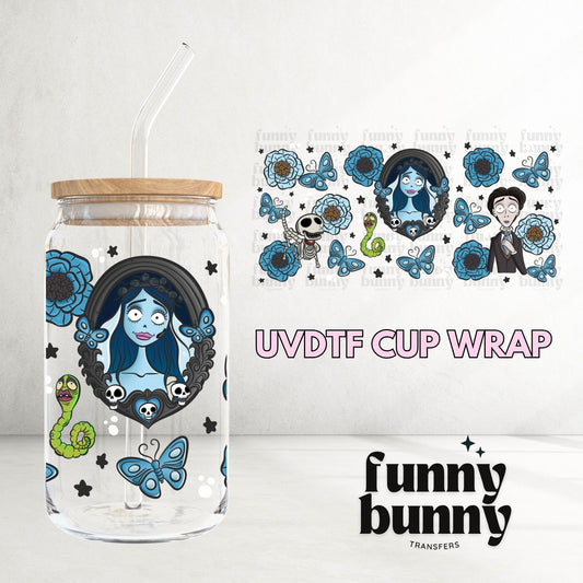 Blue Bride Frame - 16oz UVDTF Cup Wrap
