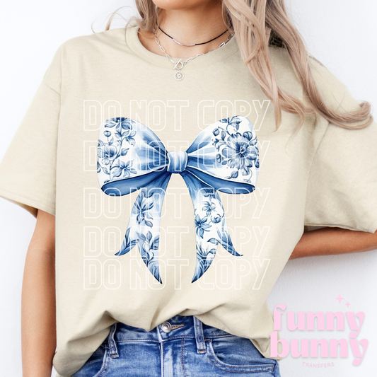 Blue Floral Bow - DTF Transfer