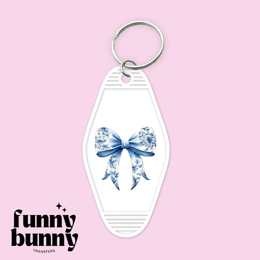 Blue Floral Bow  - Motel Keychain