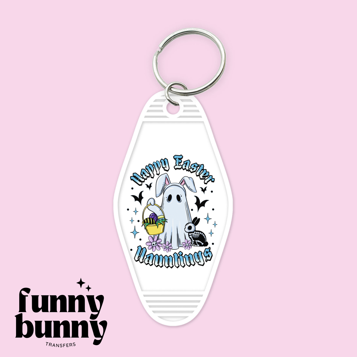 Blue Happy Easter Hauntings - Motel Keychain