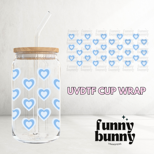 Blue Retro Mini Hearts - 16oz UVDTF Cup Wrap