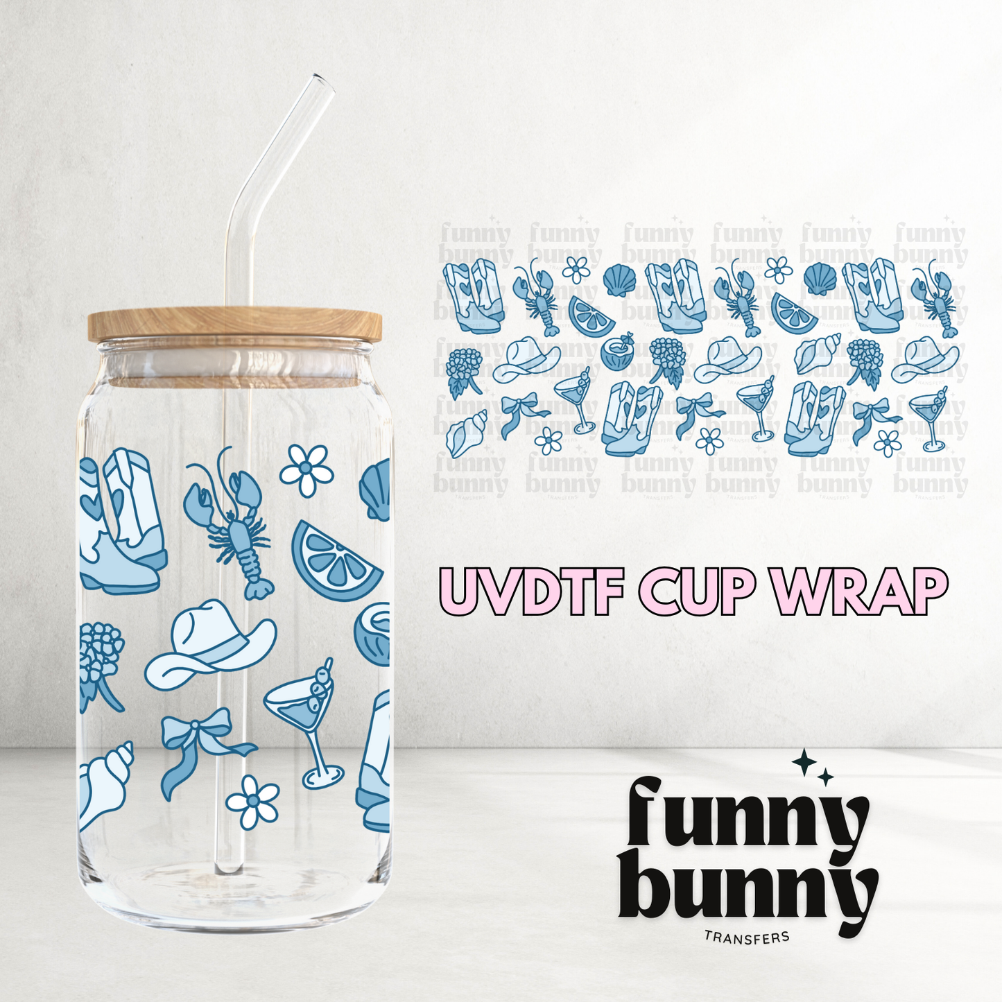 Blue Summer - 16oz UVDTF Cup Wrap