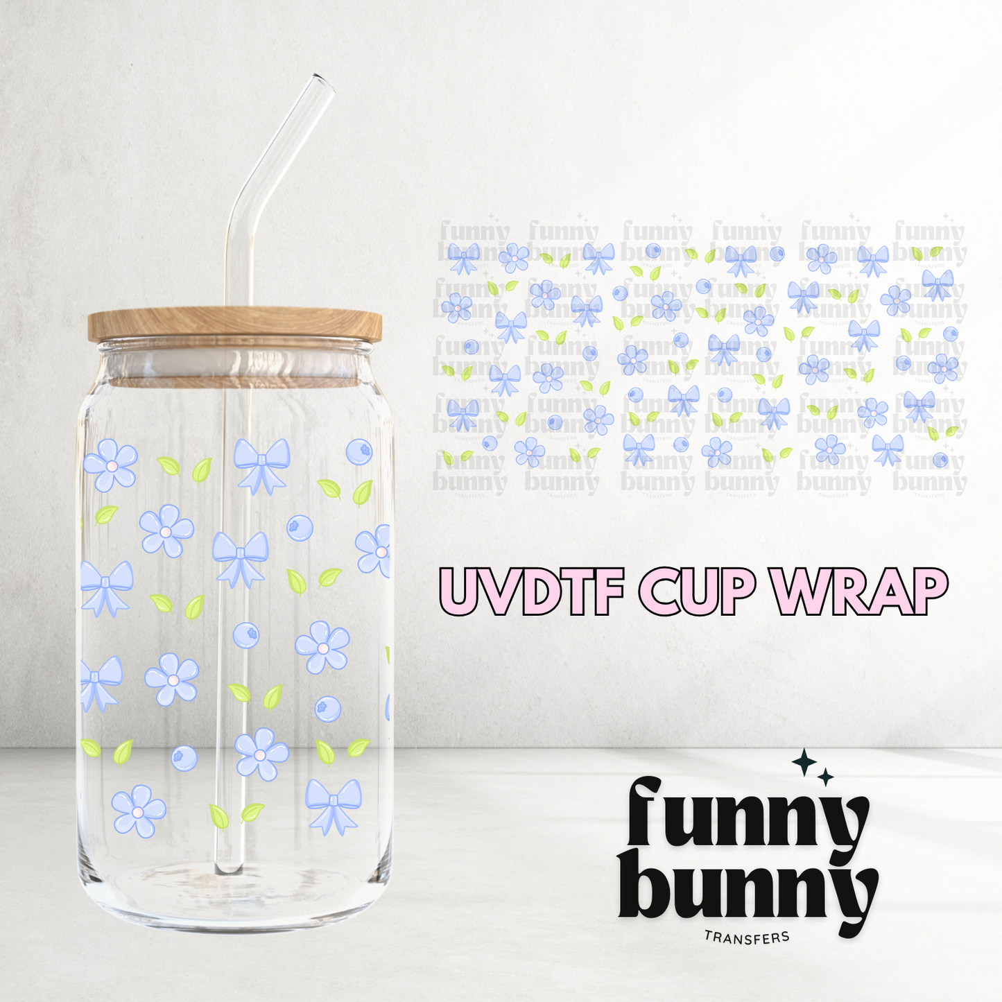 Blueberry Daisies - 16oz UVDTF Cup Wrap