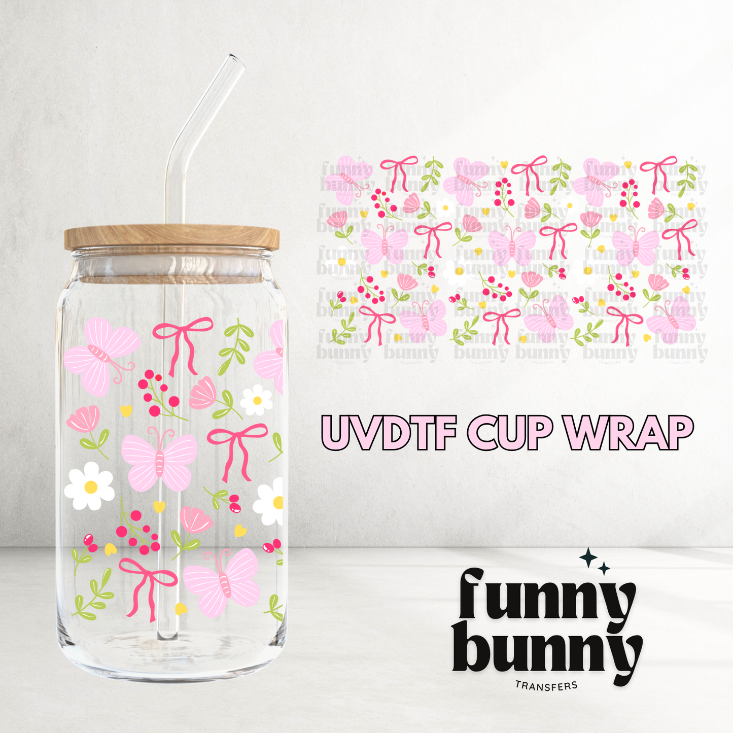 Blush Spring Butterflies - 16oz UVDTF Cup Wrap